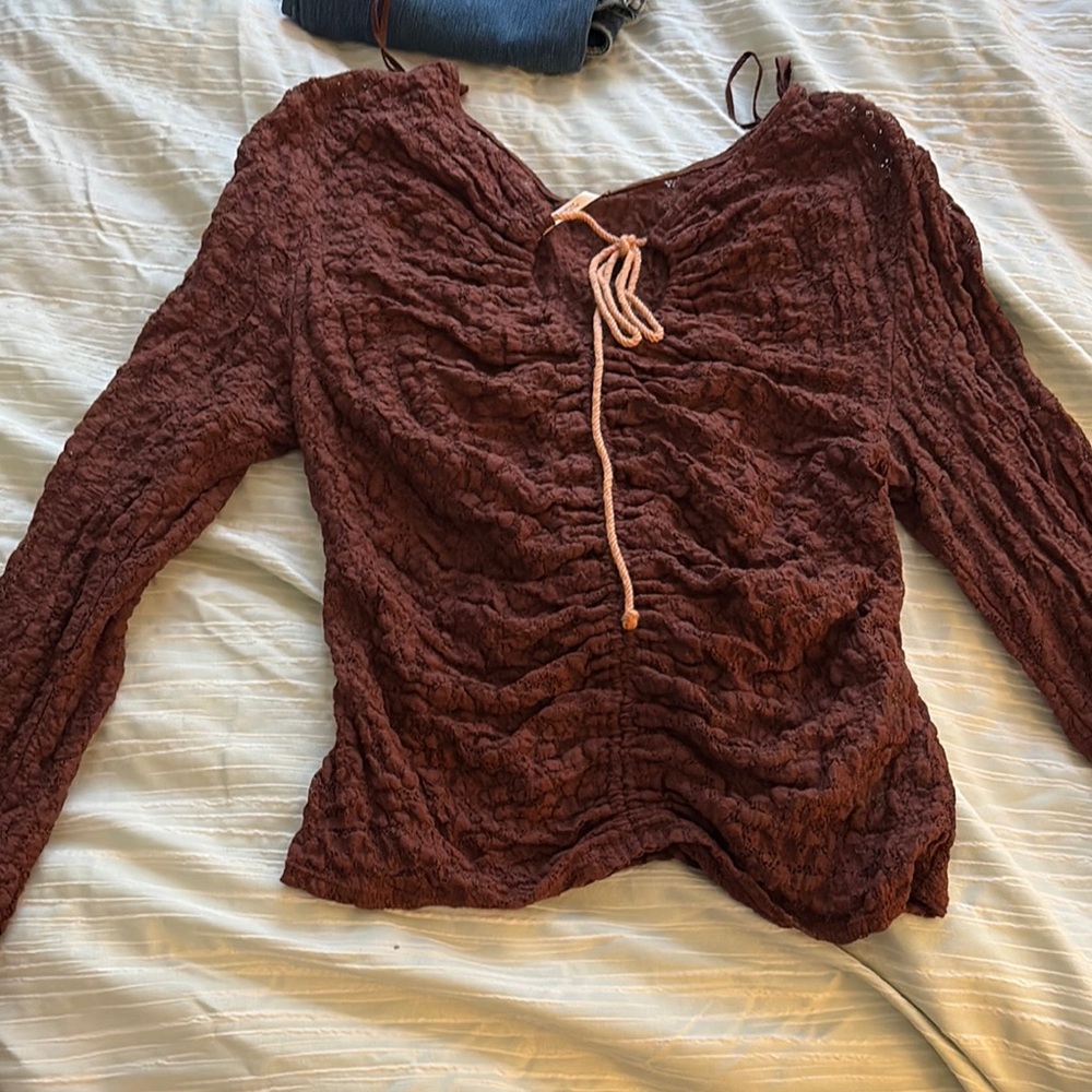 Women's Brown Ruched Top